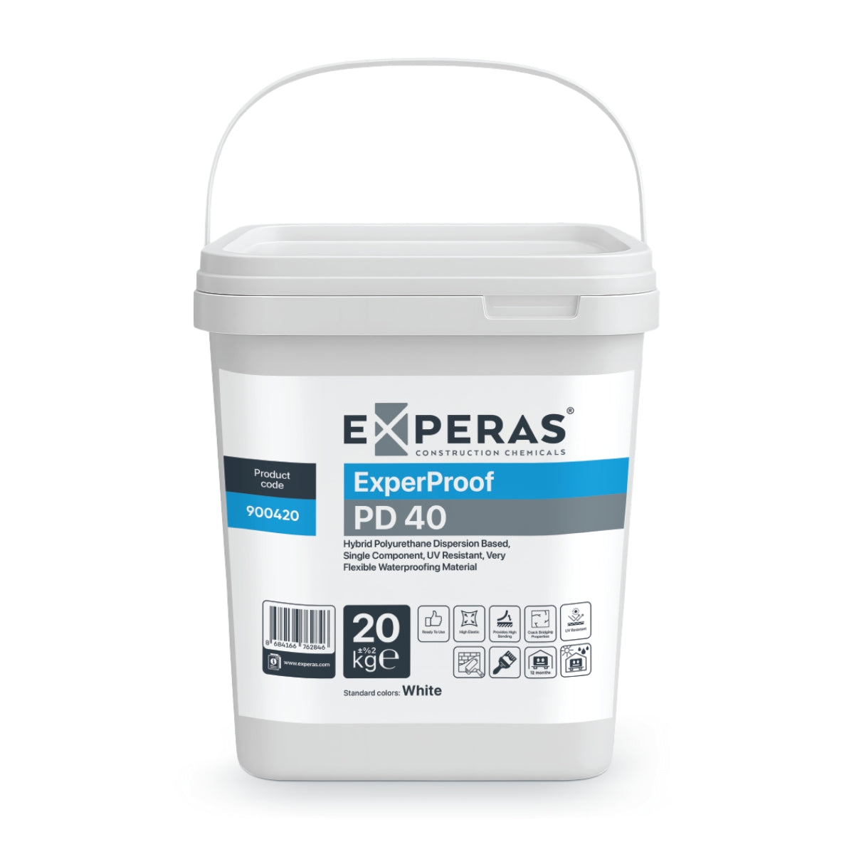 ExperProof PD 40 – Witte, flexibele waterdichting voor daken, balkons en gevels.