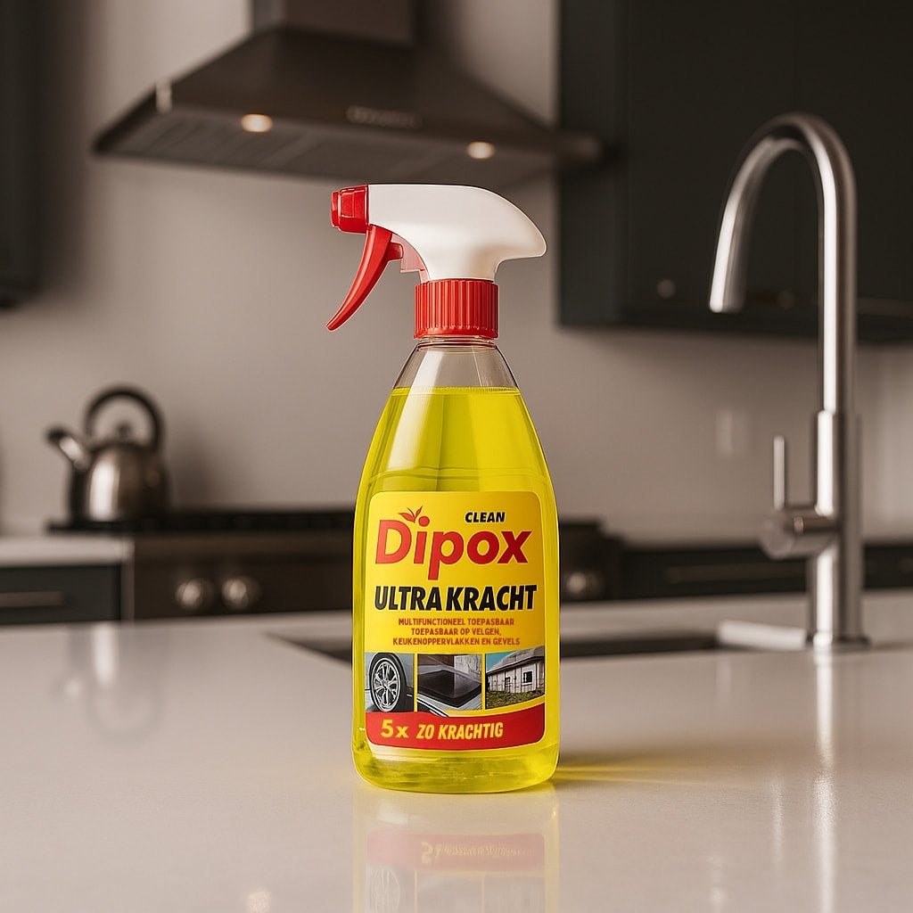 Dipox reinigingsmiddel gebruikt in een professionele keuken voor grondige reiniging